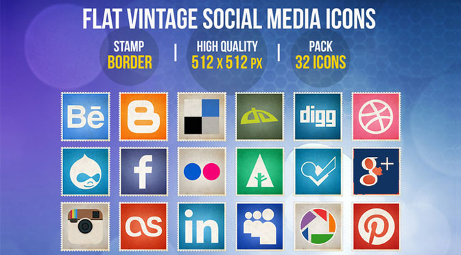 Flat-Vintage-Social-Media-Icons