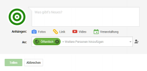 Google+ Beitrag öffentlich teilen