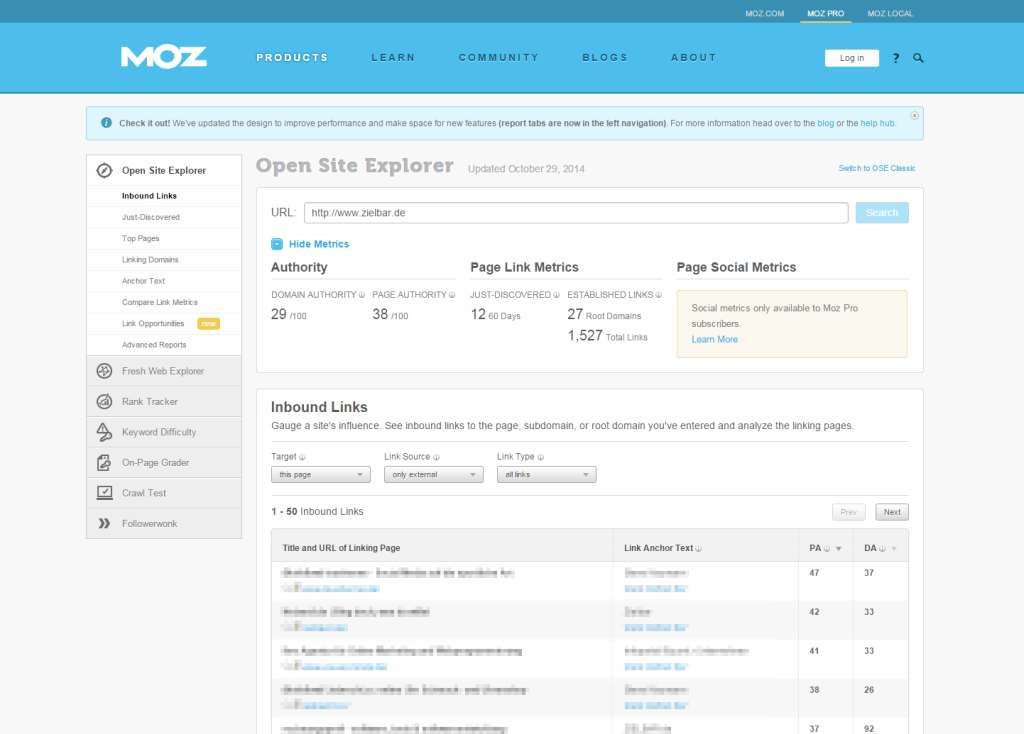 Moz Open Site Explorer