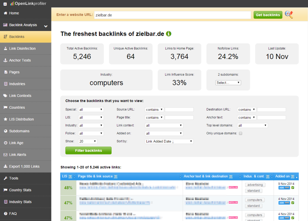 OpenLinkprofiler Backlinks