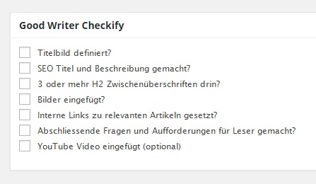 Checkliste für Blogartikel