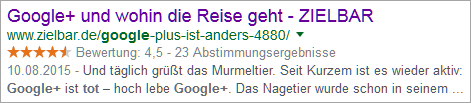 Google-Snippet "Google+ tot"