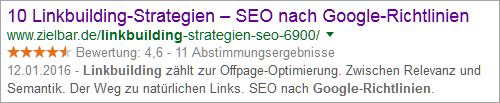 Google-Snippet "Linkbuilding Google Richtlinien"