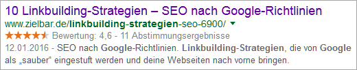 Google-Snippet "Linkbuilding Strategie Google"