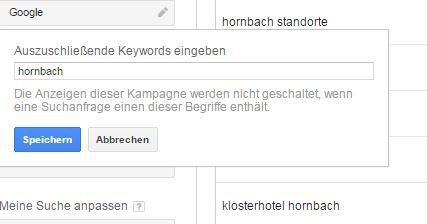 Google Keyword Planer Filter