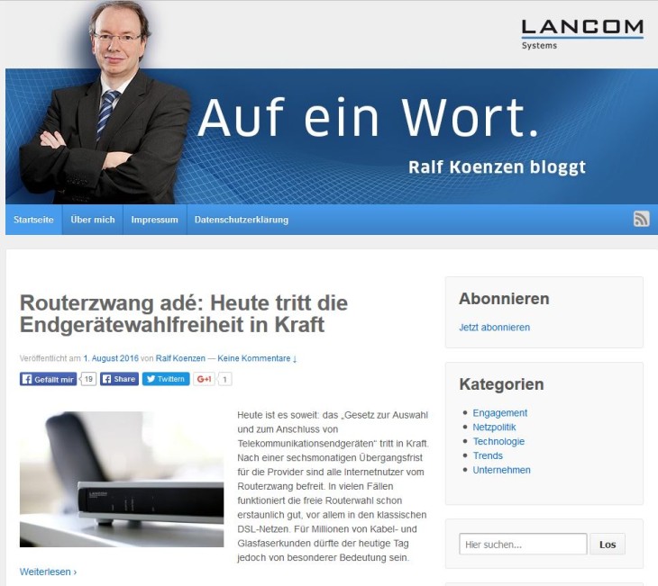 Unternehmensblog Beispiel Lancom