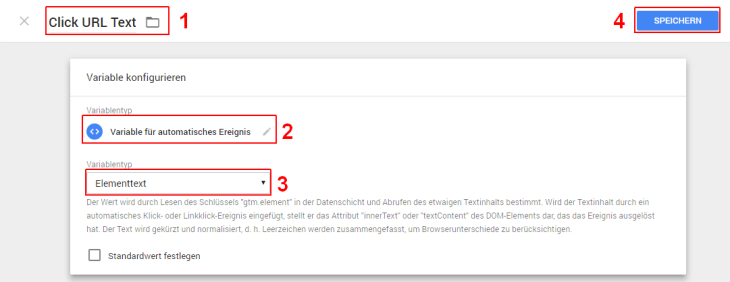 Google Tag Manager benutzerdefinierte Variabeln