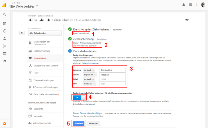 Google Tag Manager Definition Zielvorhaben