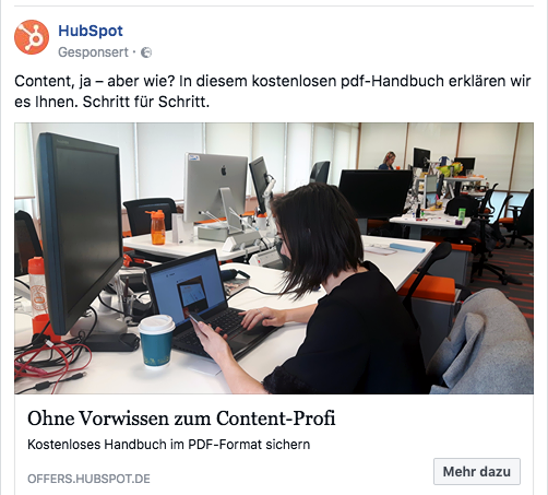 Screenshot Hubspot Content