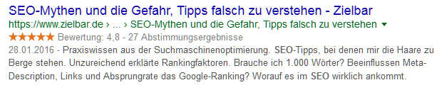 Google-Snippet SEO-Mythen-Artikel