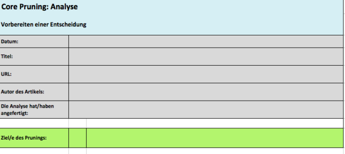 Core Pruning: Analyse (Vorbereiten einer Entscheidung)